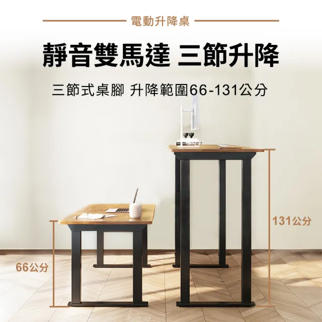【Loctek 樂歌】F4 電動升降桌 140*80三節四腳穩如泰山版承重200公斤(免費安裝/工作桌/會議桌/電腦桌/餐桌)