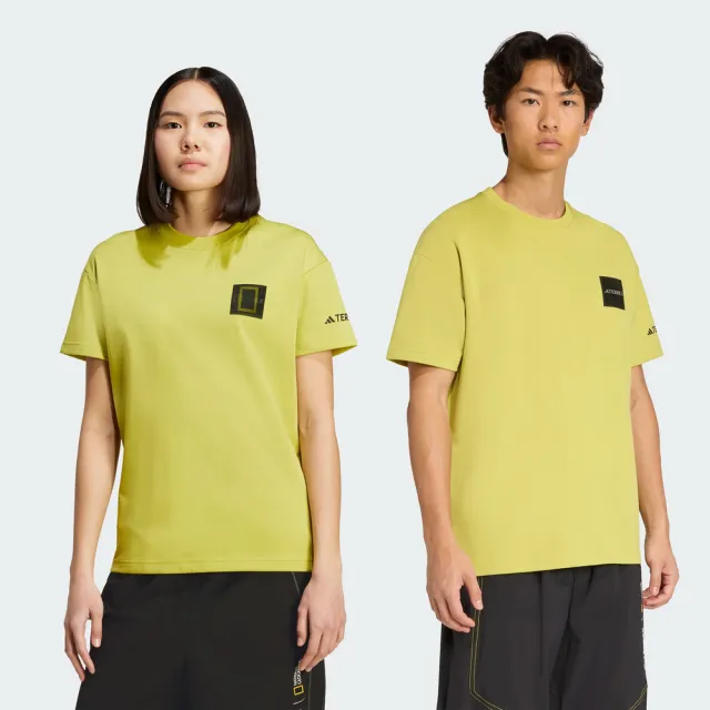 【adidas 愛迪達】U Natgeo Gf Tee 男女 T恤 運動上衣 短袖 國家地理 黃綠 亞版(KC2351)