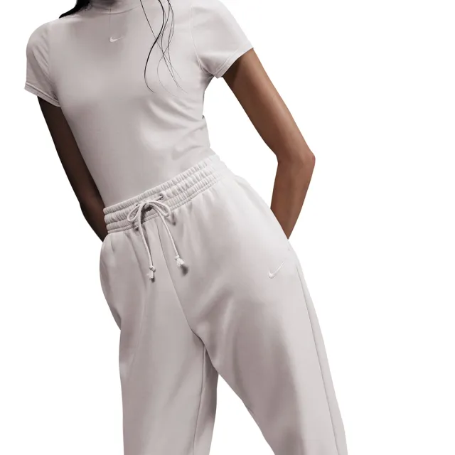 【NIKE 耐吉】長褲 女款 運動褲 高腰寬版 縮口 毛絨 AS W NSW PHNX FLC HR OS PANT 2 灰 FZ5997-104