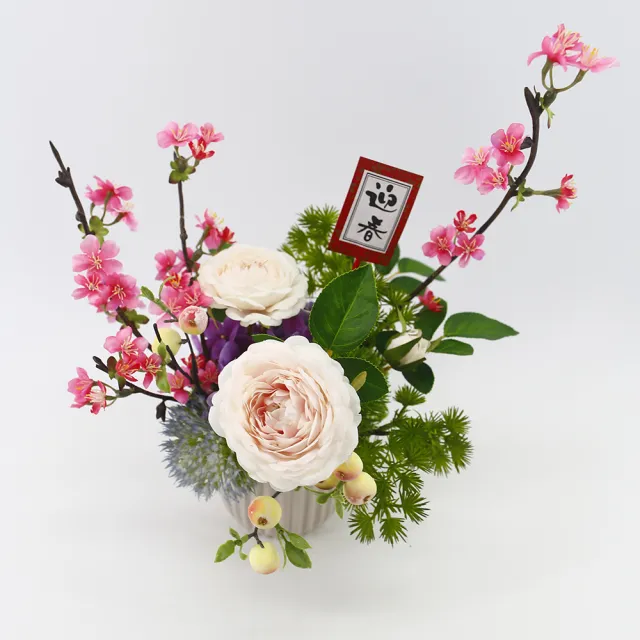 【HUGO DECO 榆果傢飾】粉櫻花茶花香氛花禮(春節/過年/新春/送禮/祝賀)