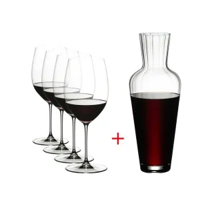 【Riedel】Veritas 5件超值組-買Cabernet/Merlot 紅酒杯4入送Mosel醒酒器1只(送禮推薦 紅酒杯 醒酒器)