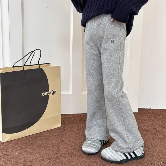 【橘魔法】厚刷毛膠印喇叭褲 大童 兒童 女童 童裝 厚長褲 內搭褲 打底褲 休閒褲 長褲 褲子