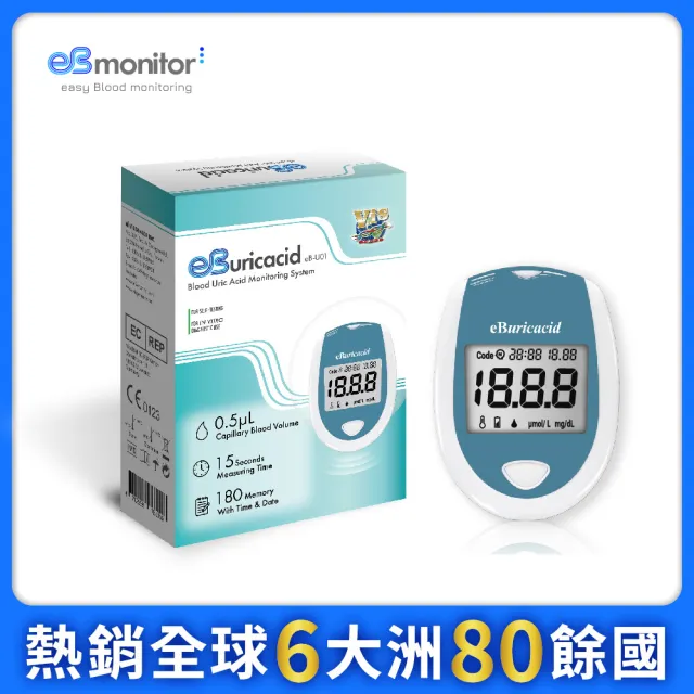 【eBmonitor醫必】eBuricacid 暐世尿酸測試儀套組(尿酸 量測 檢測)