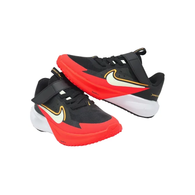 【NIKE 耐吉】慢跑鞋 Sonic Fly PS 中童 黑 橘紅 運動鞋 魔鬼氈(FZ0016-005)