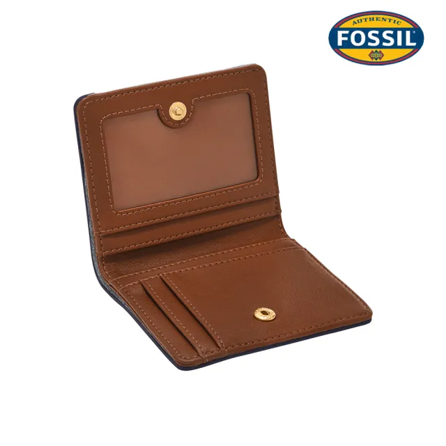 【FOSSIL】Logan 真皮RFID防盜短夾-藍色 SL7829450