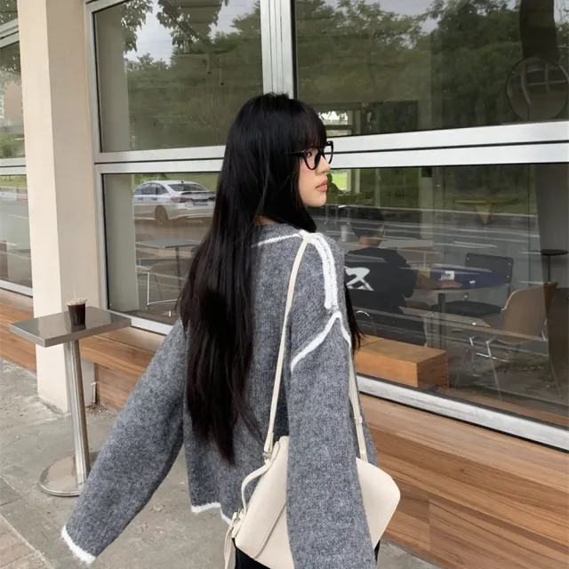 【AS 梨卡】女裝 ☆☆毛衣 針織衫 上衣 長袖毛衣 秋冬圓領 舒適毛衣 保暖上衣 慵懶毛衣DR702