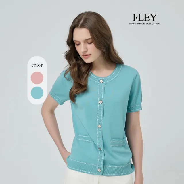 【ILEY 伊蕾】花朵排釦萊賽爾針織上衣(兩色；M-2L；1251455003)