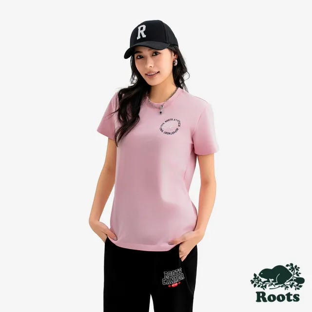 【Roots】Roots 女裝- ATHLETIC DEPT BEAVER 短袖上衣(淺紫粉)
