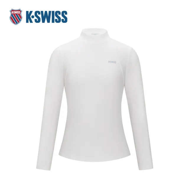 【K-SWISS】運動長袖 WS SOFT BRUSHED LS T 立領 女款 白色 1912158-101