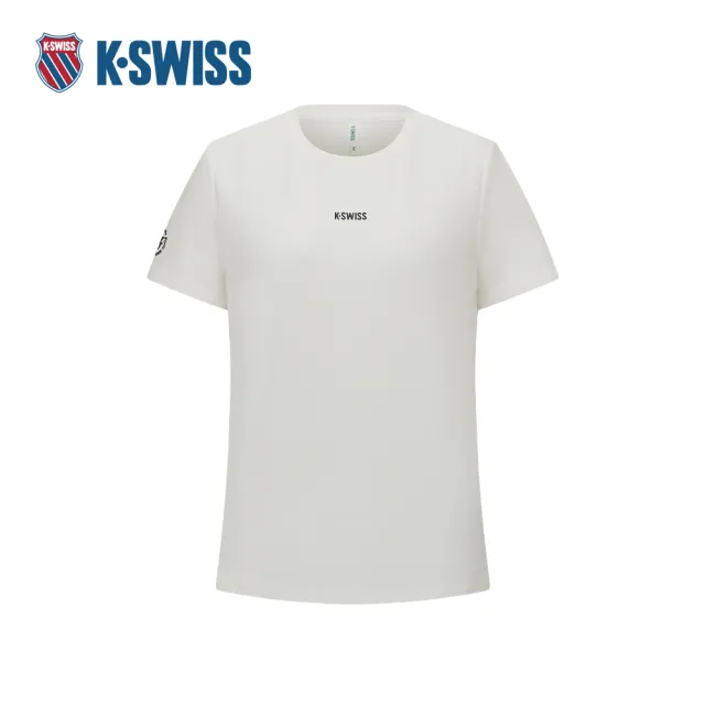 【K-SWISS】運動短袖 W SILKY TECH T-SHIRT 圓領 上衣 女款 米白色 1912124-115