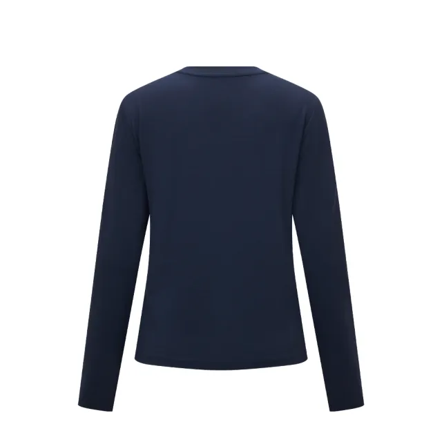 【K-SWISS】運動長袖 W SILKY TECH LS TEE 圓領 女款 深藍色 1912109-014
