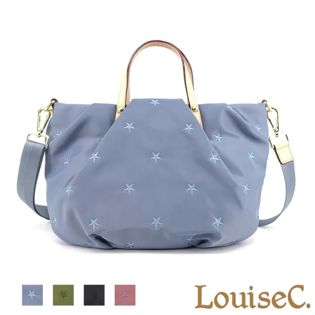 【LouiseC.】雙11 Tree House 尼龍+植鞣革牛皮星星刺繡手提斜背防水花包-4色(CC39261)