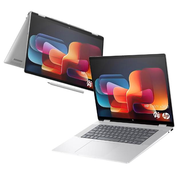 HP惠普 ENVY x360 16-ac0018TU 輕薄觸控筆電，搭載 Intel Core Ultra 7-155U 處理器、32GB LPDDR5 記憶體、1TB SSD 儲存空間，16吋 2.8K OLED 觸控螢幕解析度達 2880x1800，提供出色視覺體驗。銀色系設計僅 1.87kg，內建 Intel Iris Xe 顯示卡、5MP IR 攝影機、Wi-Fi 7 無線網路與 Bluetooth 5.4。支援 2x USB-A 3.2 Gen2 與 2x USB-C 連線埠，Windows 11 Home 作業系統，Intel EVO 認證，兩年保固，完美適合商務與娛樂需求。