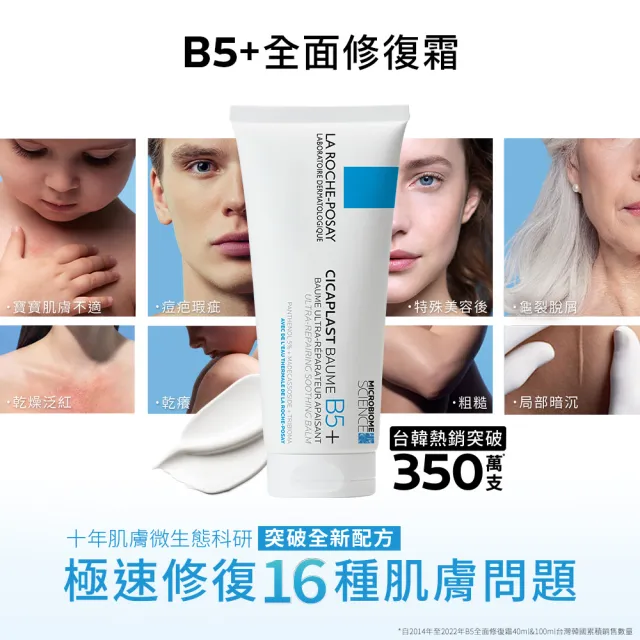 【理膚寶水】科學美容輕量修復組★B5全面修復保濕潔膚露 100ml+ B5+全面修復霜 40ml(修復潔膚/洗面乳)