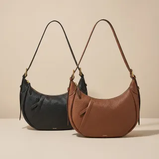 【FOSSIL】Sutton 真皮半月斜背包 (兩色可選)