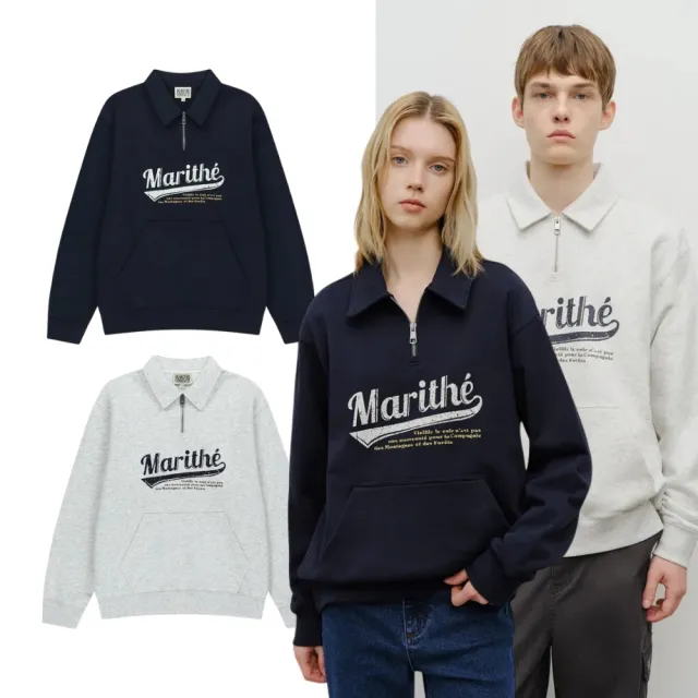 【MARITHE FRANCOIS GIRBAUD】官方旗艦 復古風棒球LOGO半拉鍊上衣 中性款 MFG(多款任選)