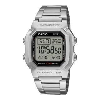 【CASIO 卡西歐】鋼帶方形電子錶(W-800HD-1A)