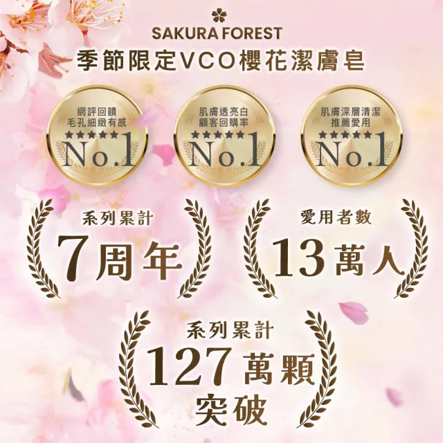 【美康櫻森】VCO經典潔膚皂3入組 (櫻花潔膚皂x2  VCO洗顏皂x1)