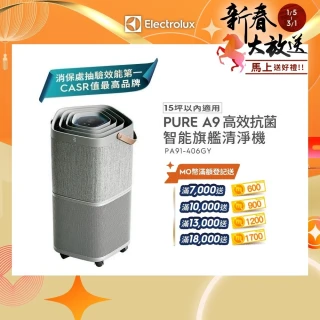 【Electrolux 伊萊克斯】高效抗菌智能旗艦清淨機Pure A9(PA91-406GY)