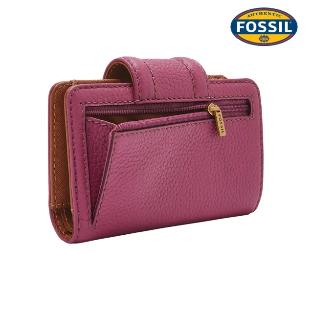 【FOSSIL】Madison 真皮扣式短夾 (兩色可選)