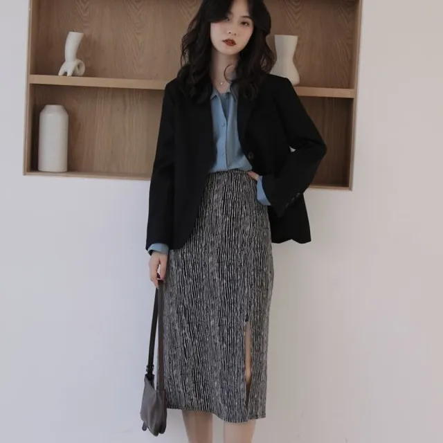 【AS 梨卡】大衣 西裝外套 短版 西裝外套女春秋新款 摩登灰黑色修身百搭顯瘦外套 西裝上衣VG070