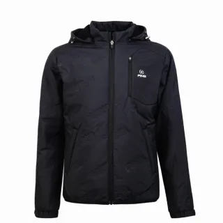 【PING】男款鋼模印防風防潑水蓄熱保暖鋪棉外套-黑(GOLF/高爾夫/PC25225-88)