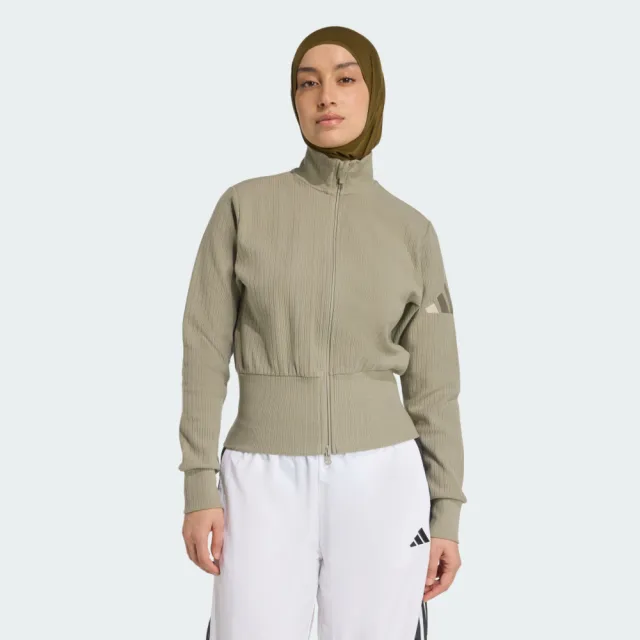 【adidas 愛迪達】W All Szn W Fz 女 立領外套 運動外套 休閒穿搭 灰綠 亞版(JW7435)
