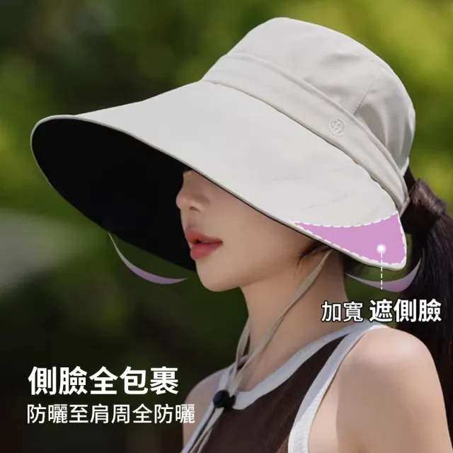 【Sumfun】618特惠 加寬帽簷黑膠遮陽帽 UPF50+ 防風防曬機能帽 黑膠防曬帽 鴨舌帽 沙灘帽 戶外登山太陽帽