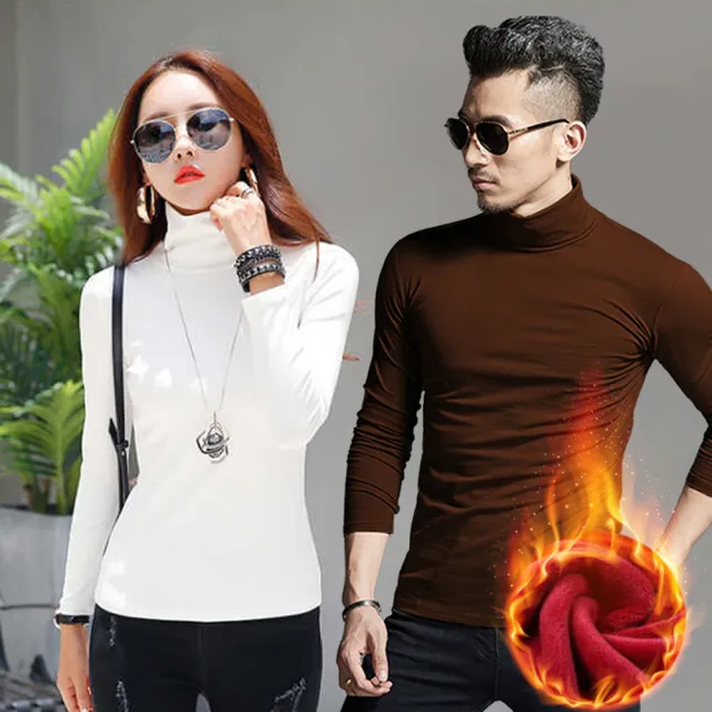 【TengYue】買一送一 男女款輕磨毛彈性保暖高領發熱上衣(發熱衣 保暖衣 內搭上衣 長袖上衣)