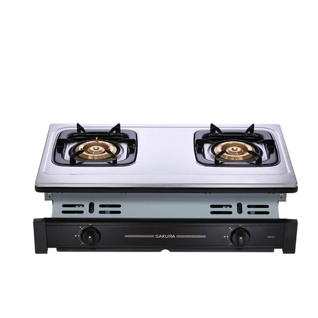 【SAKURA 櫻花】二口節能不鏽鋼面板安全爐嵌入爐 G-6201S LPG/NG1 含基本安裝