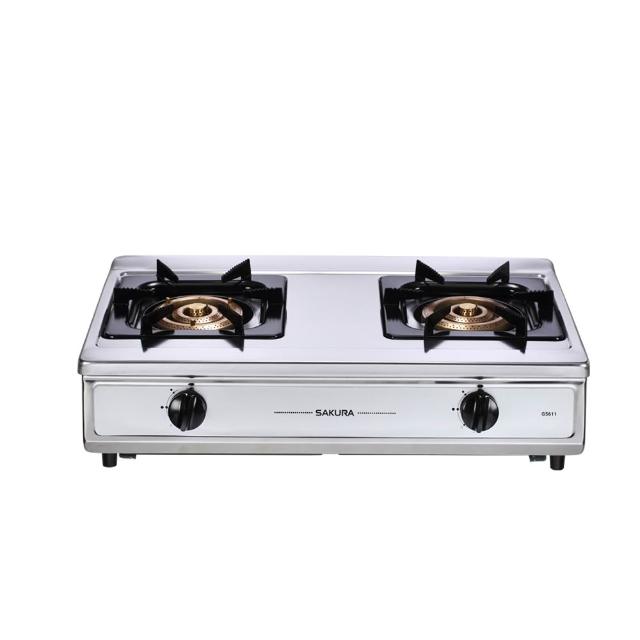 【SAKURA 櫻花】二口三環銅爐頭整機不鏽鋼安全爐台爐 G-5611S LPG/NG1 含基本安裝