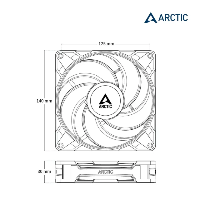【Arctic】P14 Pro PST Reverse 14公分反向高風壓共享風扇 黑色 (反向扇 電腦風扇 機殼風扇 散熱)