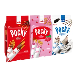 【Glico 格力高】官方直營 Pocky百奇 巧克力棒分享包(巧克力81g/草莓72g/牛奶99g)