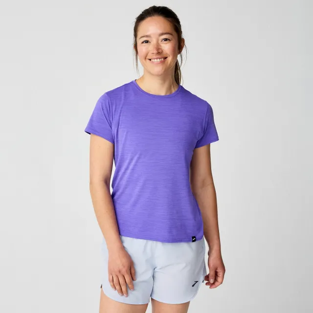 【BROOKS】女 Luxe 短袖上衣 紫羅蘭花灰 (221659559)