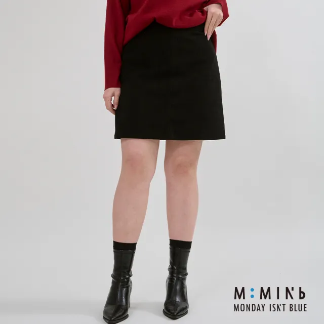 【M:MINb】遮胯必備燈芯絨A字短裙(黑色/中大尺碼女裝/XL女裝/女裝/梨形穿搭/梨形友好/大尺碼)
