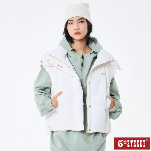 【5th STREET】女裝 羽絨背心 背心外套 白色(550041)