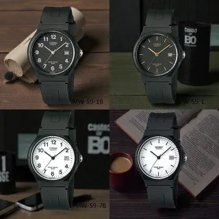 【CASIO 卡西歐】MW-59系列 輕巧靜音防水 學生考試必備 指針錶(日期顯示 錶徑約3.6公分)