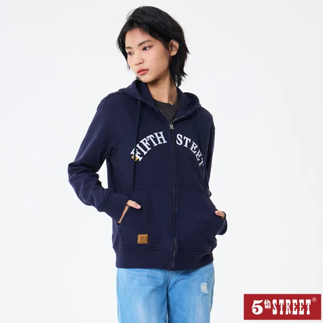 【5th STREET】雙11 中性 針織外套 連帽外套 藍色(510627)