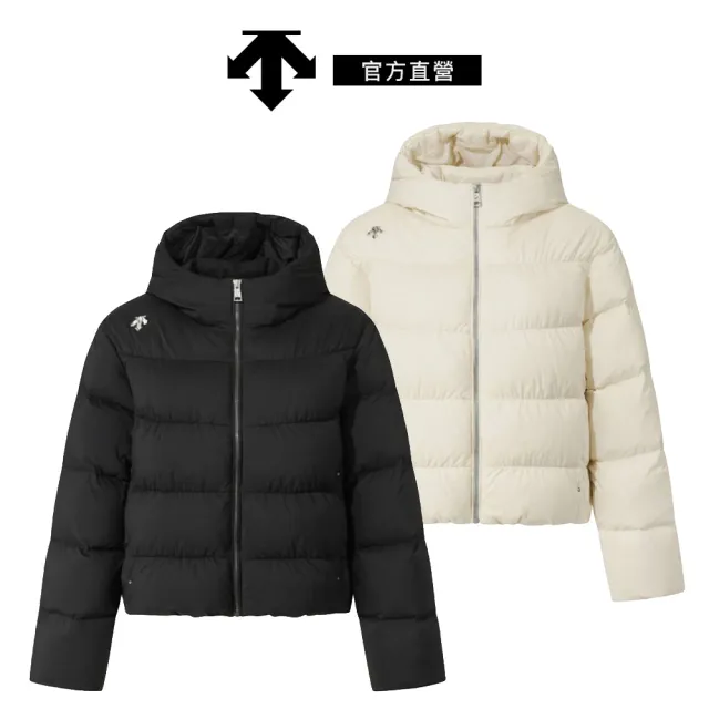 【DESCENTE】迪桑特 女士 輕盈短版羽絨外套(米白色/黑色)