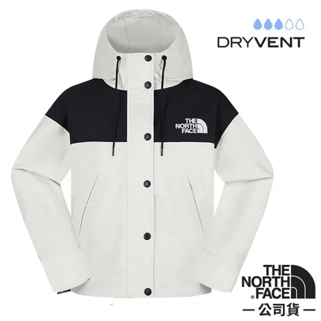 【The North Face】女 REIGN ON JACKET 防風防水透氣連帽外套.硬殼衝峰衣.風衣夾克/ 8FZR-ROU 沙丘白