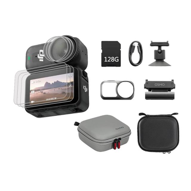 【DJI】Osmo Nano 標準套裝+前鏡頭水凝膜+後螢幕鋼化貼+標準套裝/單機收納包+128G記憶卡(公司貨容量64GB)