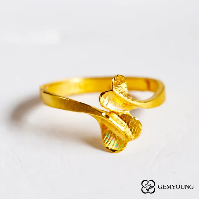 【JING YANG 晶漾】黃金戒指雙心(0.91錢±0.05錢)