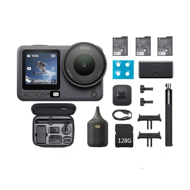 【DJI】Osmo Action 6 暢拍套裝 運動相機+12110049收納包+256G記憶卡+BB NANO電動氣吹(公司貨)