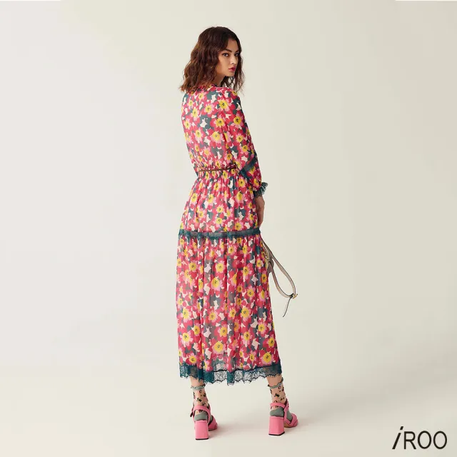 【iROO】炫彩花卉印花洋裝