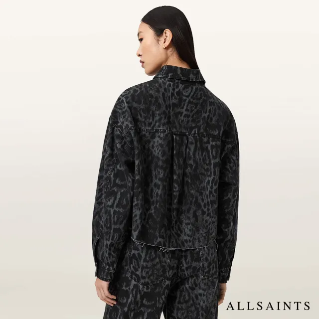 【ALLSAINTS】NICKY 豹紋印花寬鬆牛仔外套 W121PE(寬鬆版型)