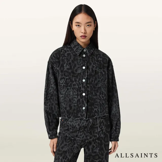 【ALLSAINTS】NICKY 豹紋印花寬鬆牛仔外套 W121PE(寬鬆版型)