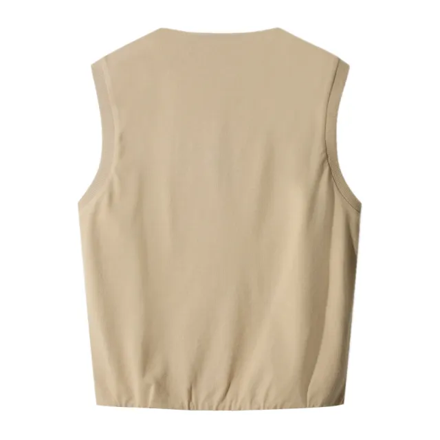 【WAAC】KNIT HYBRID VEST 女士 針織背心外套(WWVAA25604-BEX)