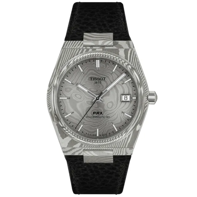 【TISSOT 天梭】PRX 大馬士革/碳纖維 時尚機械腕錶 618 週年慶 畢業禮物 (T1378079608100/T1379079720100)