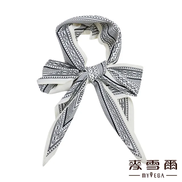 【MYVEGA 麥雪爾】點點線條印花絲巾-米