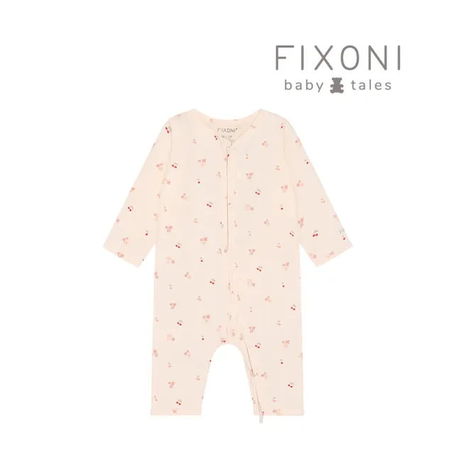 【Brands4Kids】櫻桃花粉色長袖斜襟連身兔裝_FIXONI系列(3種尺寸可選)